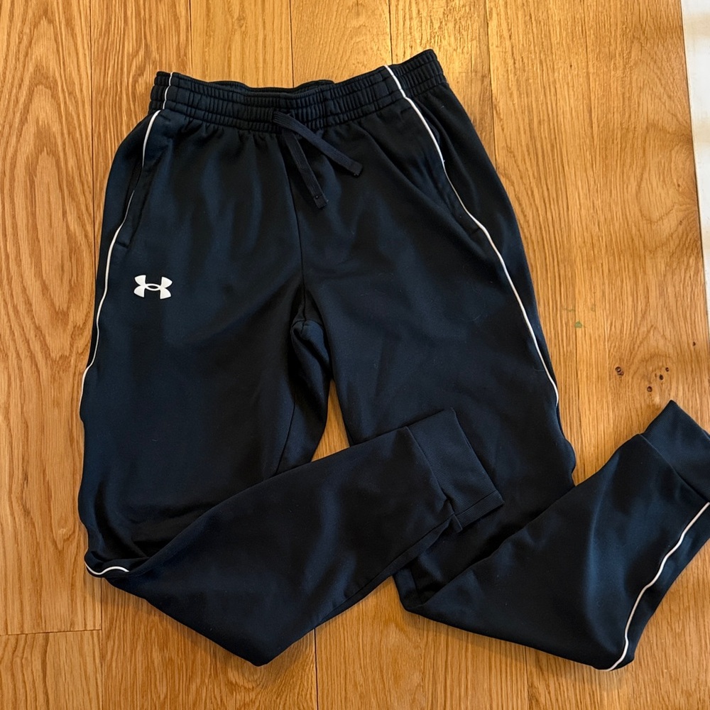 Under Armour Kids' black Joggers with White Trim